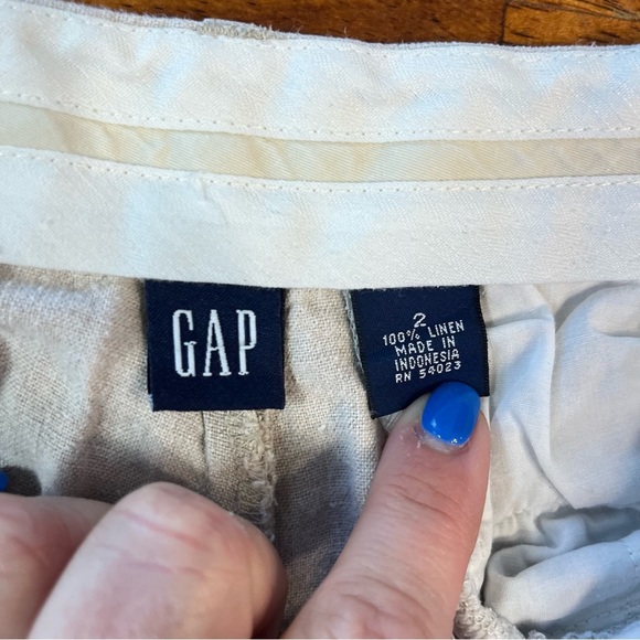 Gap women’s 100% linen tan ivory womens cropped pants size 2 - Picture 2 of 8